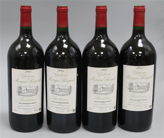 Four magnums of Chateau Mayne Pargade, Bordeaux, 1995